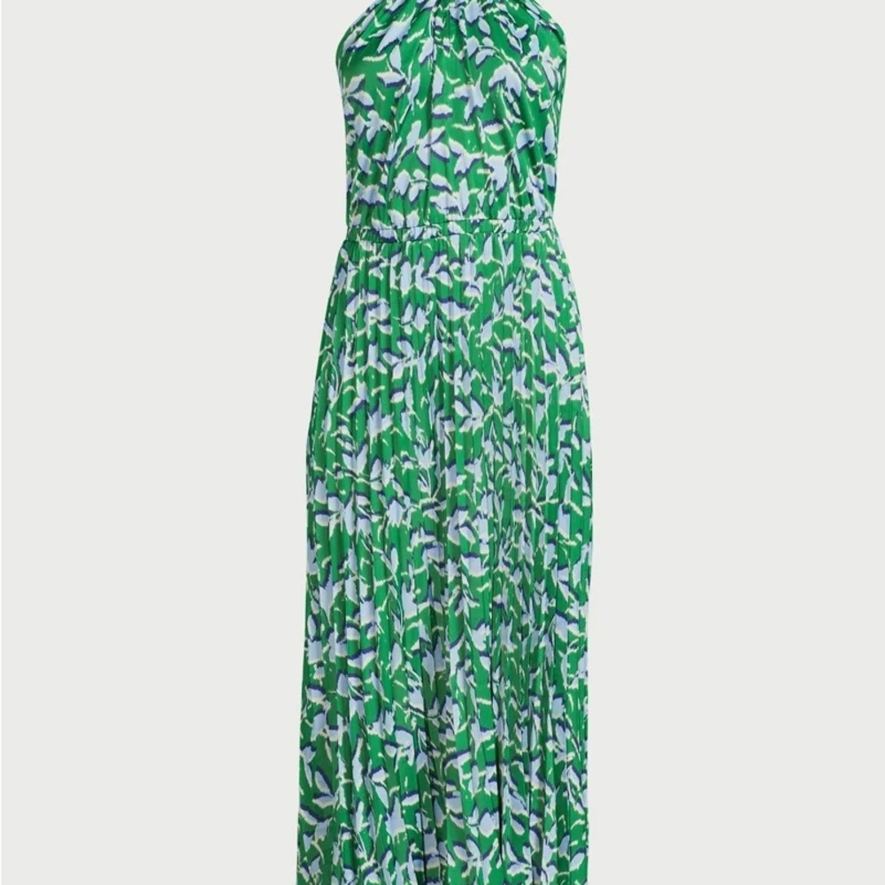 Elegant Green Patterned Maxi Dress